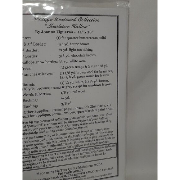 Fig Tree Quilt Pattern Vintage Postcard Mistletoe Hollow 22 x 28 Wall-hanging - Picture 4 of 5